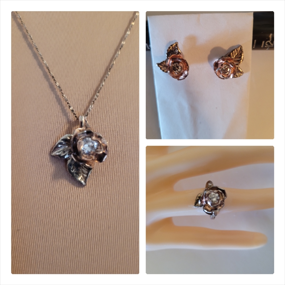 3pc set lacyafternoon neck/earrings/ring set